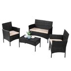 Ensemble de meubles de jardin Futzca 4 pièces avec chaises en rotin et osier