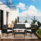 Ensemble de meubles de jardin Futzca 4 pièces avec chaises en rotin et osier
