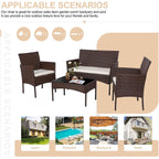 Ensemble de meubles de jardin Futzca 4 pièces avec chaises en rotin et osier