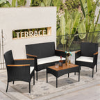 Ensemble de meubles de jardin Futzca 4 pièces avec chaises en rotin et osier
