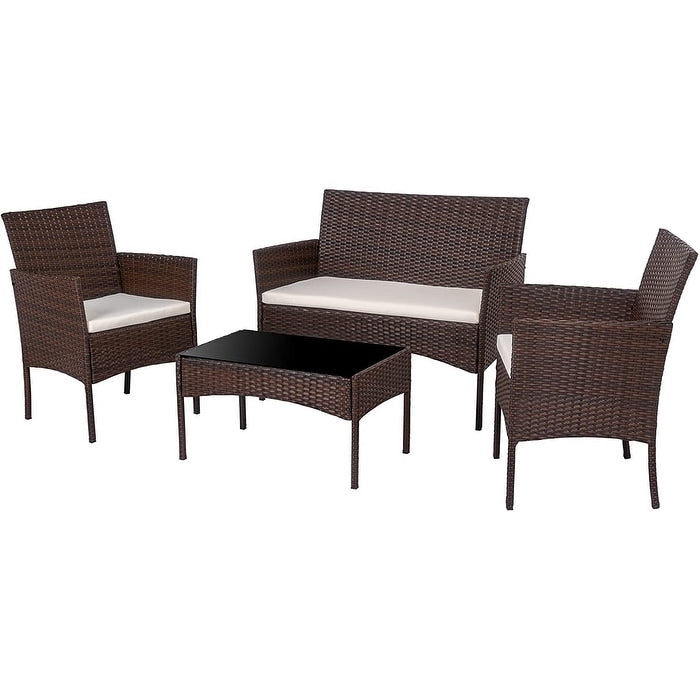 Ensemble de meubles de jardin Futzca 4 pièces avec chaises en rotin et osier