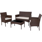 Ensemble de meubles de jardin Futzca 4 pièces avec chaises en rotin et osier