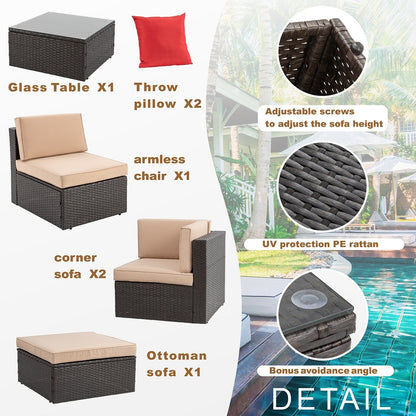 Ensemble de meubles de jardin d'extérieur Futzca 5 pièces en osier PE