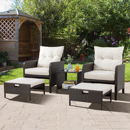 Ensemble de meubles de jardin Futzca 5 pièces en osier marron