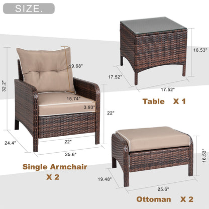 Ensemble de meubles de jardin Futzca 5 pièces en osier marron