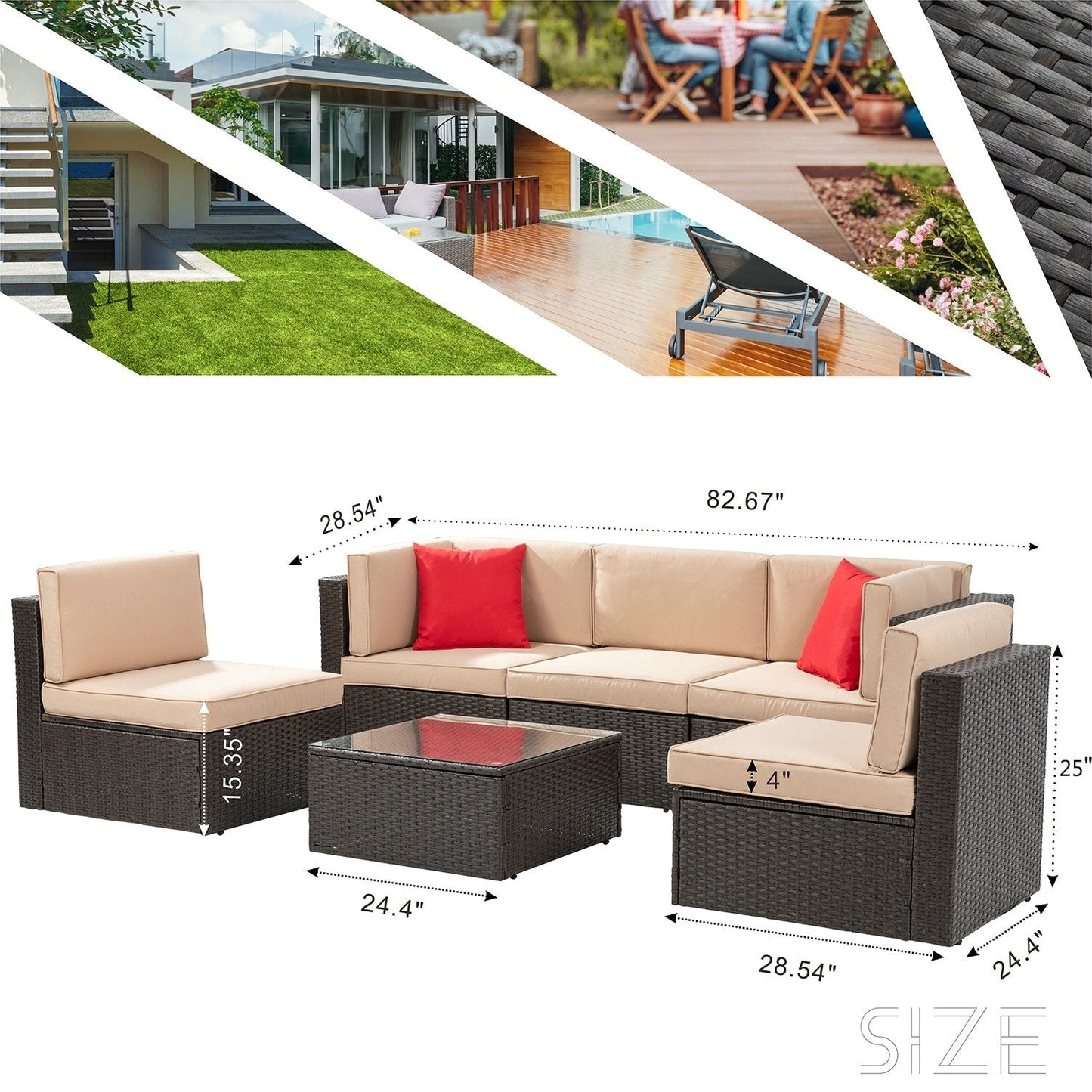 Ensemble de meubles de patio Futzca 6 pièces
