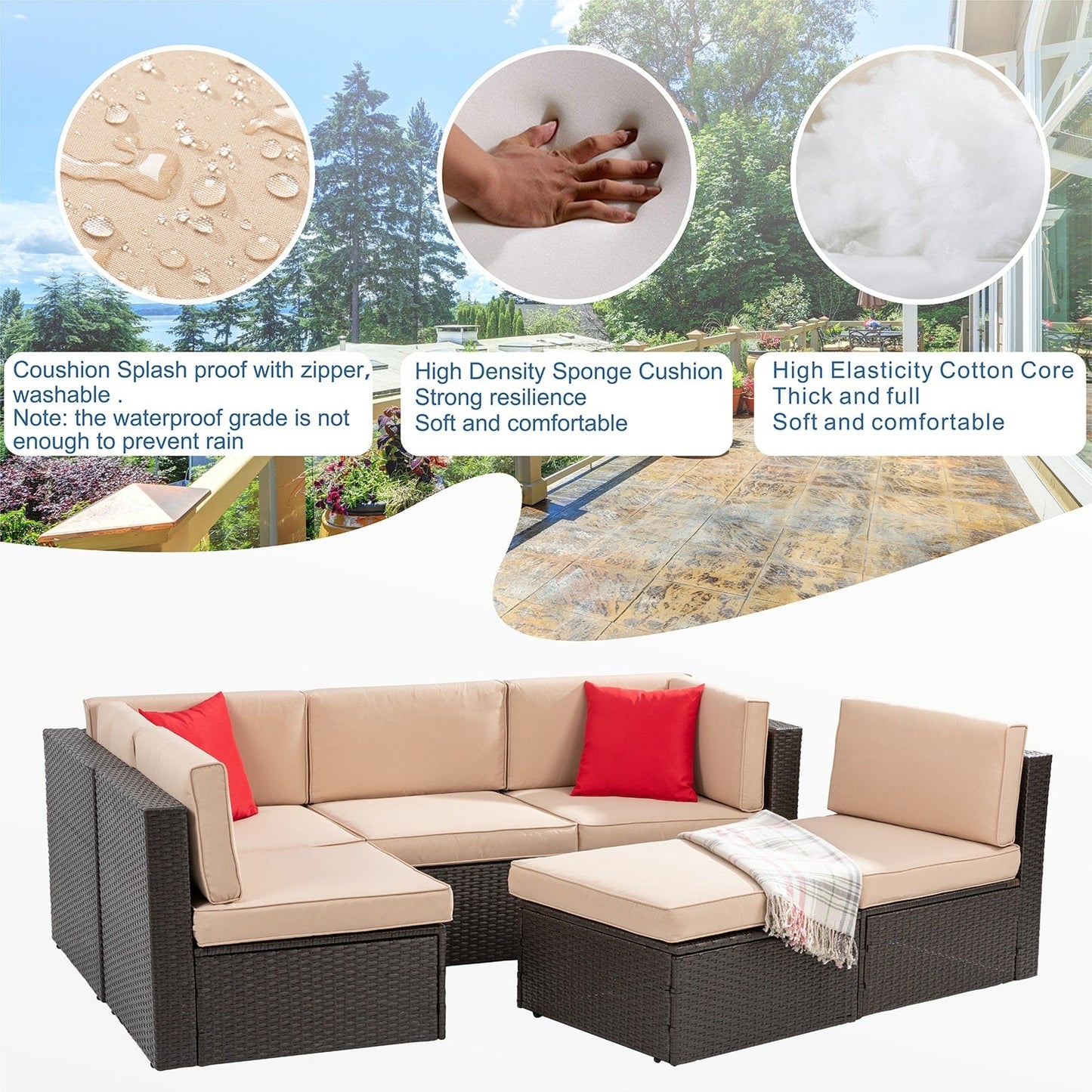 Ensemble de meubles de patio Futzca 6 pièces