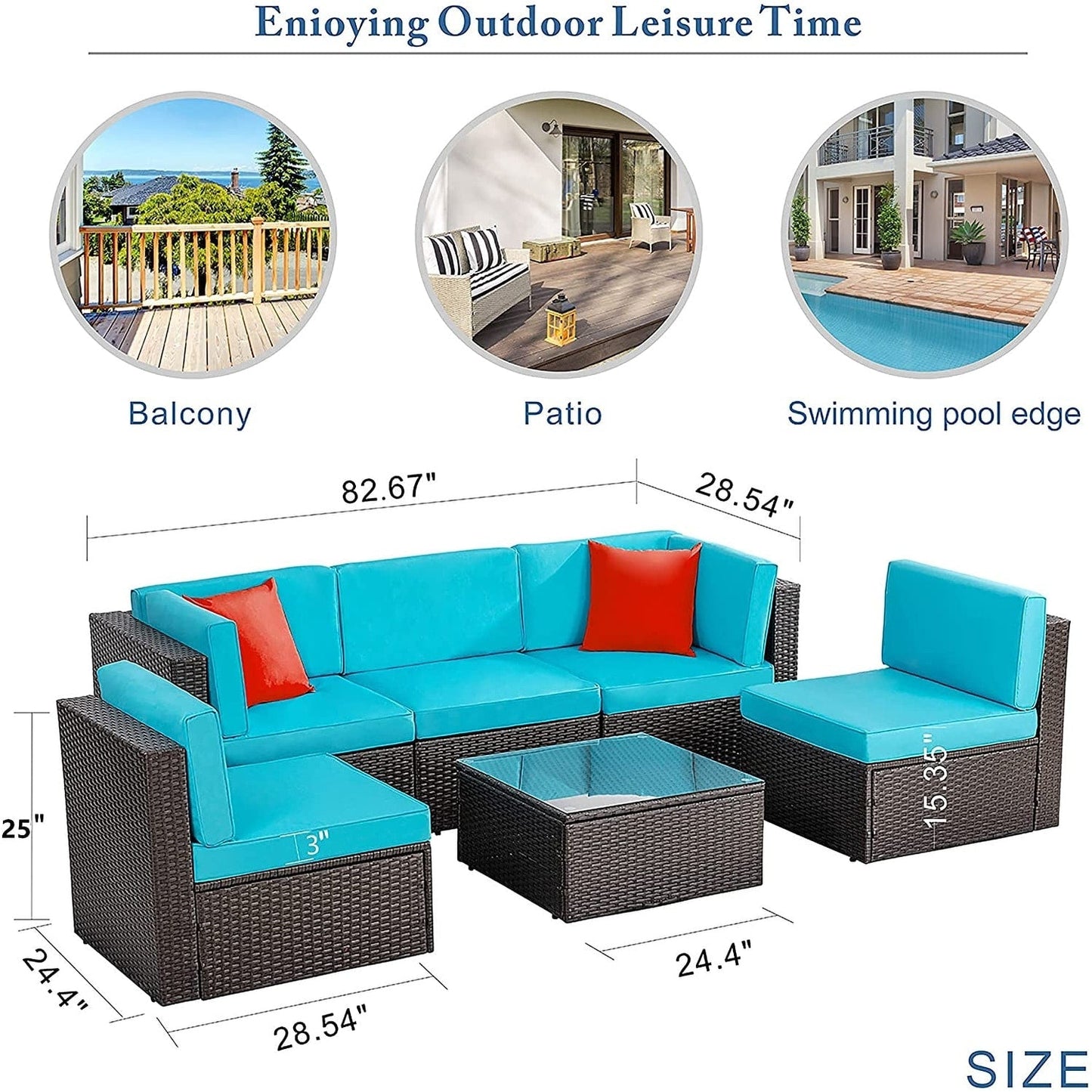 Ensemble de meubles de patio Futzca 6 pièces