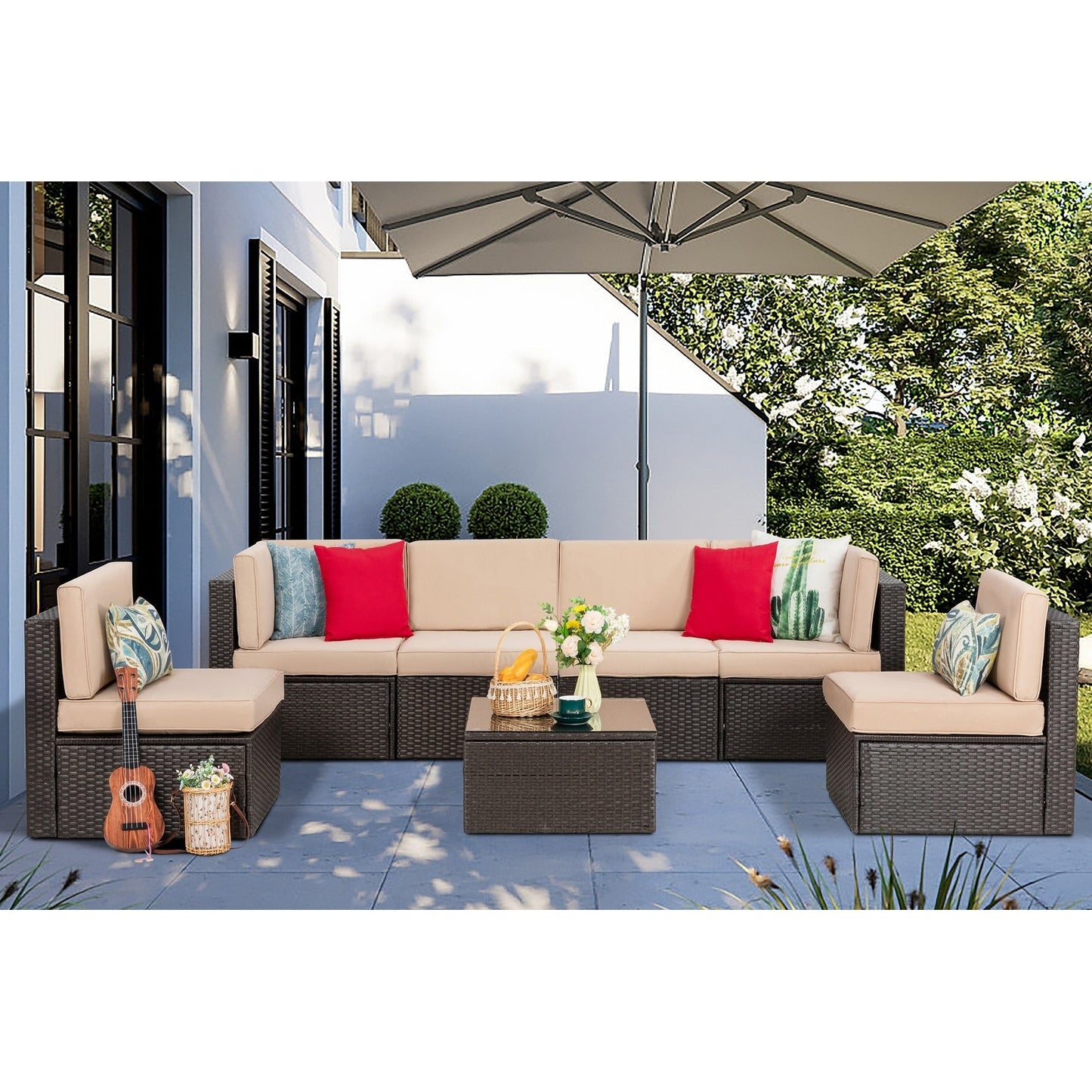 Ensemble de meubles de jardin Futzca 7 pièces