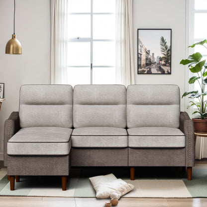 Canapé en L Futzca 78 pouces avec pouf et sac de rangement latéral