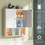 Meuble de salle de bain Futzca mural, meuble de rangement avec portes et étagères