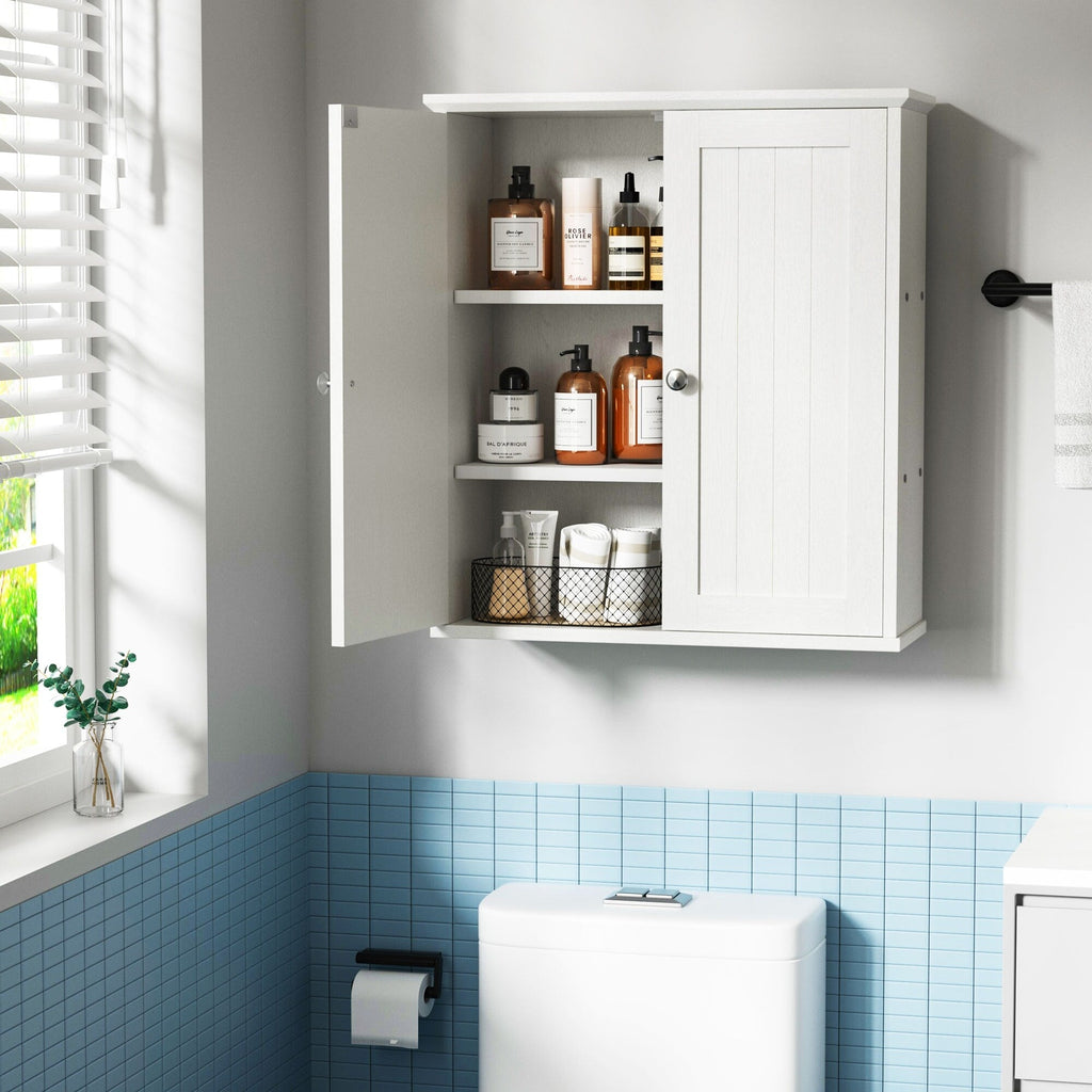 Meuble de salle de bain Futzca mural, meuble de rangement avec portes et étagères