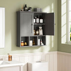 Meuble de salle de bain Futzca mural, meuble de rangement avec portes et étagères