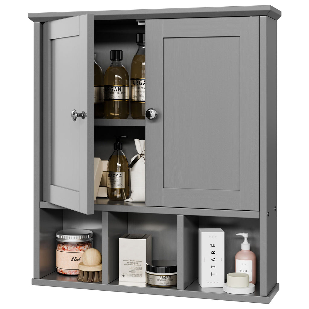 Meuble de salle de bain Futzca mural, meuble de rangement avec portes et étagères