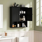 Meuble de salle de bain Futzca mural, meuble de rangement avec portes et étagères