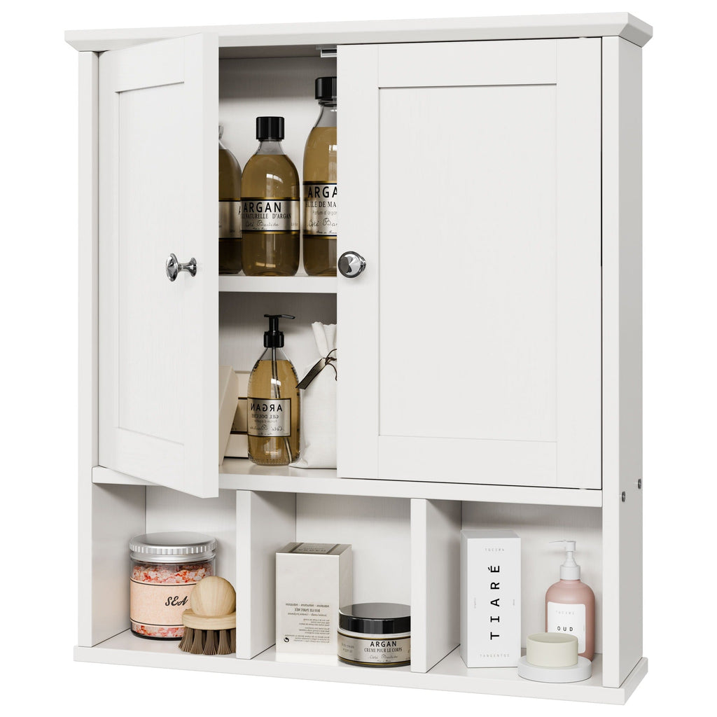 Meuble de salle de bain Futzca mural, meuble de rangement avec portes et étagères