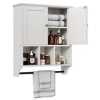 Meuble de salle de bain Futzca mural, meuble de rangement avec portes et étagères
