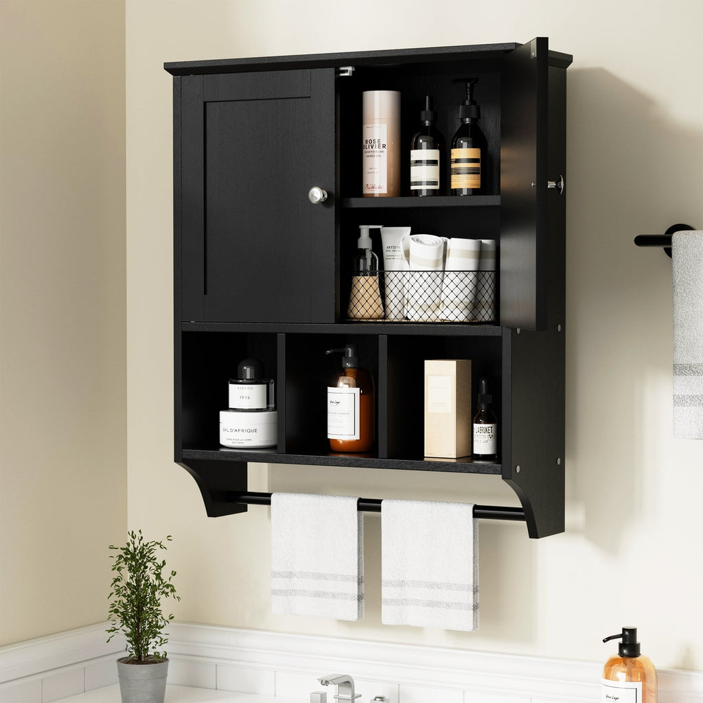 Meuble de salle de bain Futzca mural, meuble de rangement avec portes et étagères