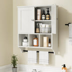 Meuble de salle de bain Futzca mural, meuble de rangement avec portes et étagères