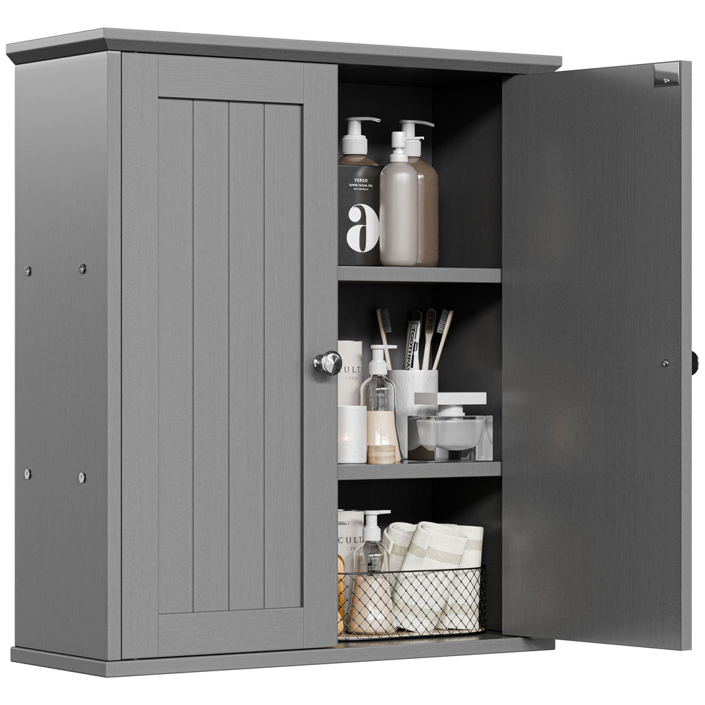 Meuble de salle de bain Futzca mural, meuble de rangement avec portes et étagères