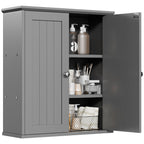 Meuble de salle de bain Futzca mural, meuble de rangement avec portes et étagères