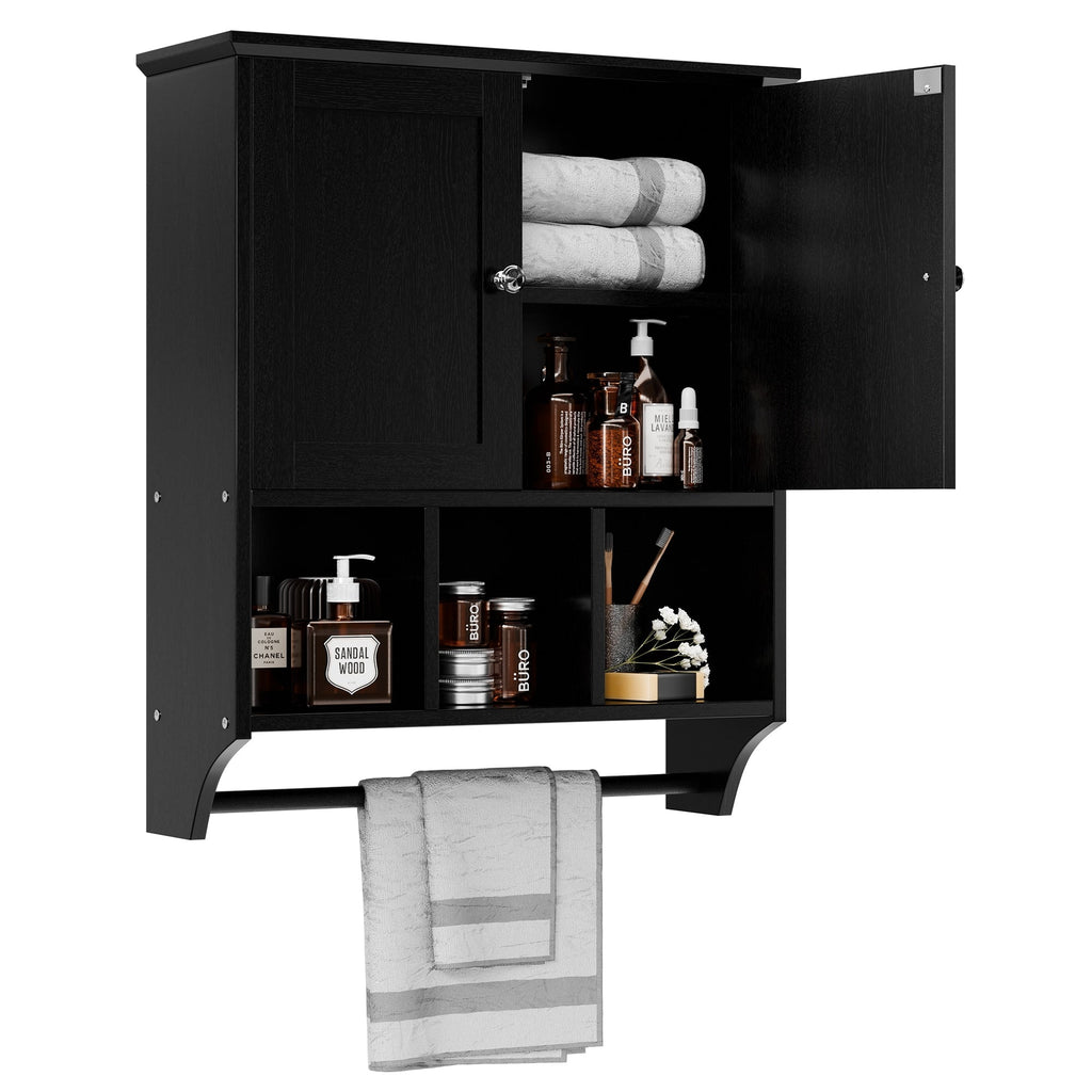 Meuble de salle de bain Futzca mural, meuble de rangement avec portes et étagères