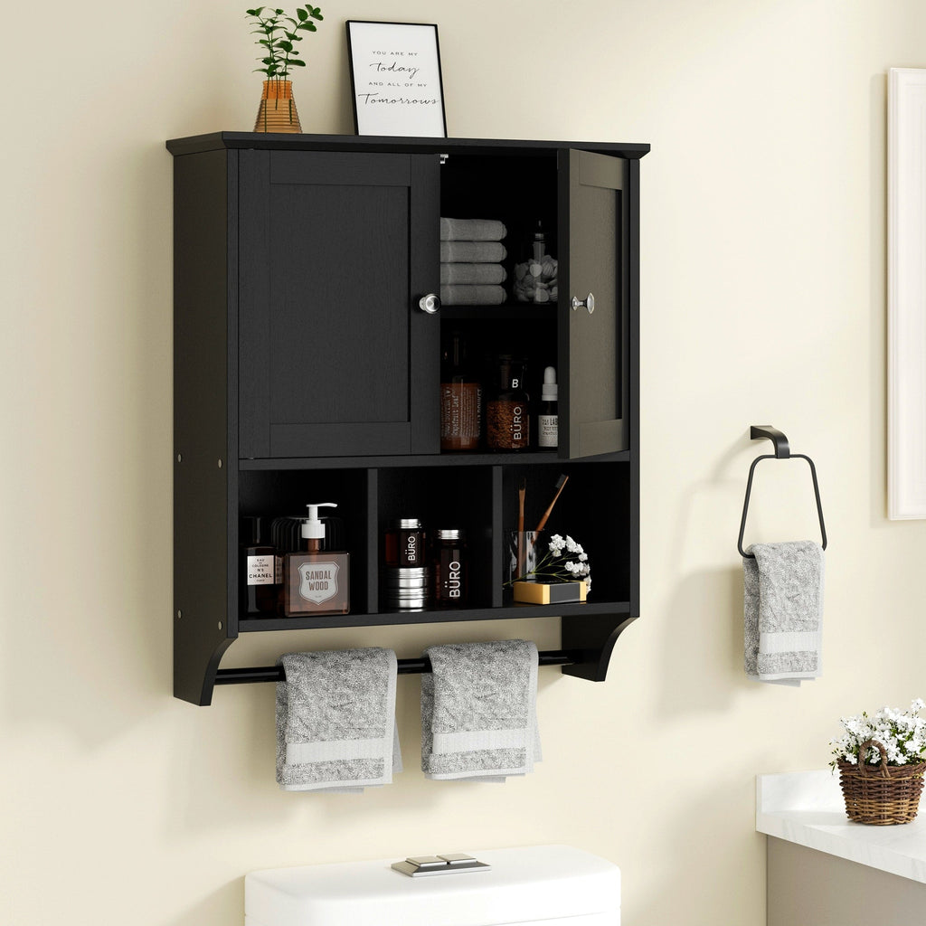 Meuble de salle de bain Futzca mural, meuble de rangement avec portes et étagères