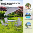 Ensemble de salle à manger pliant Futzca, mobilier de jardin avec parasol, table en verre et 4 chaises pliantes