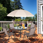 Ensemble de salle à manger pliant Futzca, mobilier de jardin avec parasol, table en verre et 4 chaises pliantes
