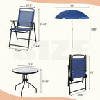 Ensemble de salle à manger pliant Futzca, mobilier de jardin avec parasol, table en verre et 4 chaises pliantes