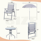 Ensemble de salle à manger pliant Futzca, mobilier de jardin avec parasol, table en verre et 4 chaises pliantes