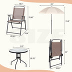 Ensemble de salle à manger pliant Futzca, mobilier de jardin avec parasol, table en verre et 4 chaises pliantes