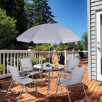 Ensemble de salle à manger pliant Futzca, mobilier de jardin avec parasol, table en verre et 4 chaises pliantes