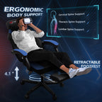 Chaise de bureau gaming Futzca en cuir synthétique avec appui-tête, repose-pieds et support lombaire massant