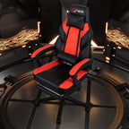 Chaise de bureau gaming Futzca en cuir synthétique avec appui-tête, repose-pieds et support lombaire massant