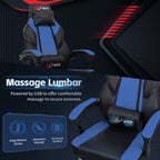 Chaise de bureau gaming Futzca en cuir synthétique avec appui-tête, repose-pieds et support lombaire massant