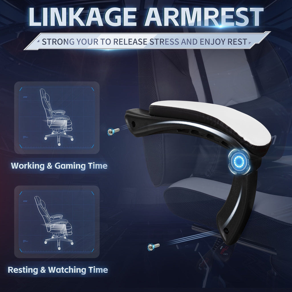 Chaise de bureau gaming Futzca en cuir synthétique avec appui-tête, repose-pieds et support lombaire massant