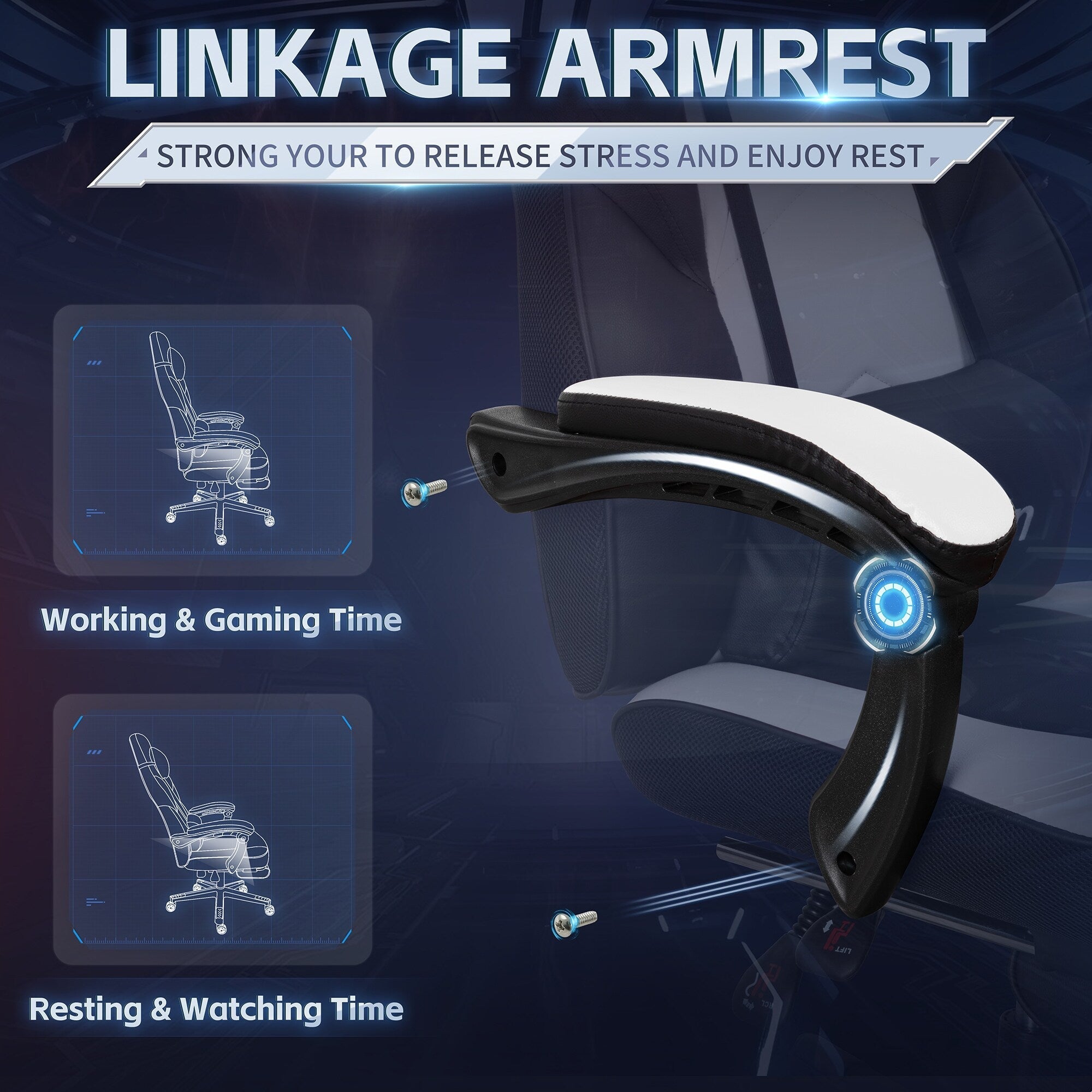 Chaise de bureau gaming Futzca en cuir synthétique avec appui-tête, repose-pieds et support lombaire massant
