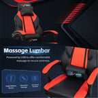 Chaise de bureau gaming Futzca en cuir synthétique avec appui-tête, repose-pieds et support lombaire massant