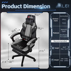 Chaise de bureau gaming Futzca en cuir synthétique avec appui-tête, repose-pieds et support lombaire massant