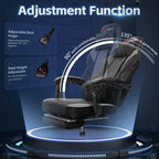 Chaise de bureau gaming Futzca en cuir synthétique avec appui-tête, repose-pieds et support lombaire massant