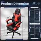 Chaise de bureau gaming Futzca en cuir synthétique avec appui-tête, repose-pieds et support lombaire massant