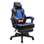 Chaise de bureau gaming Futzca en cuir synthétique avec appui-tête, repose-pieds et support lombaire massant