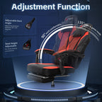 Chaise de bureau gaming Futzca en cuir synthétique avec appui-tête, repose-pieds et support lombaire massant