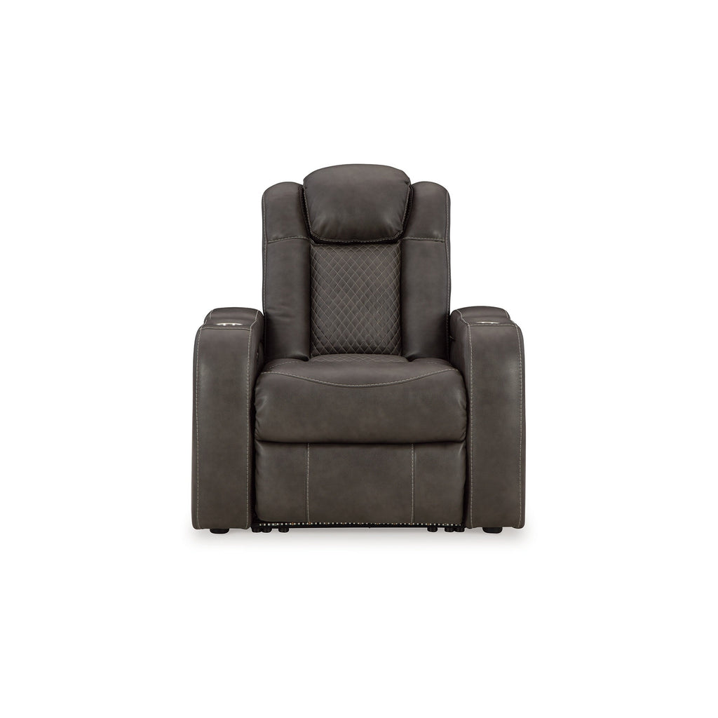 Fauteuil inclinable électrique à LED Fynne, porte-gobelet, port USB, similicuir gris