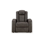 Fauteuil inclinable électrique à LED Fynne, porte-gobelet, port USB, similicuir gris
