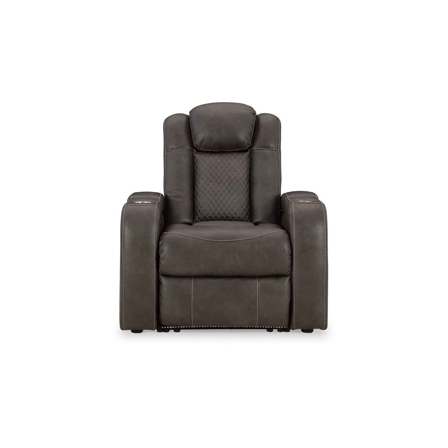 Fauteuil inclinable électrique à LED Fynne, porte-gobelet, port USB, similicuir gris