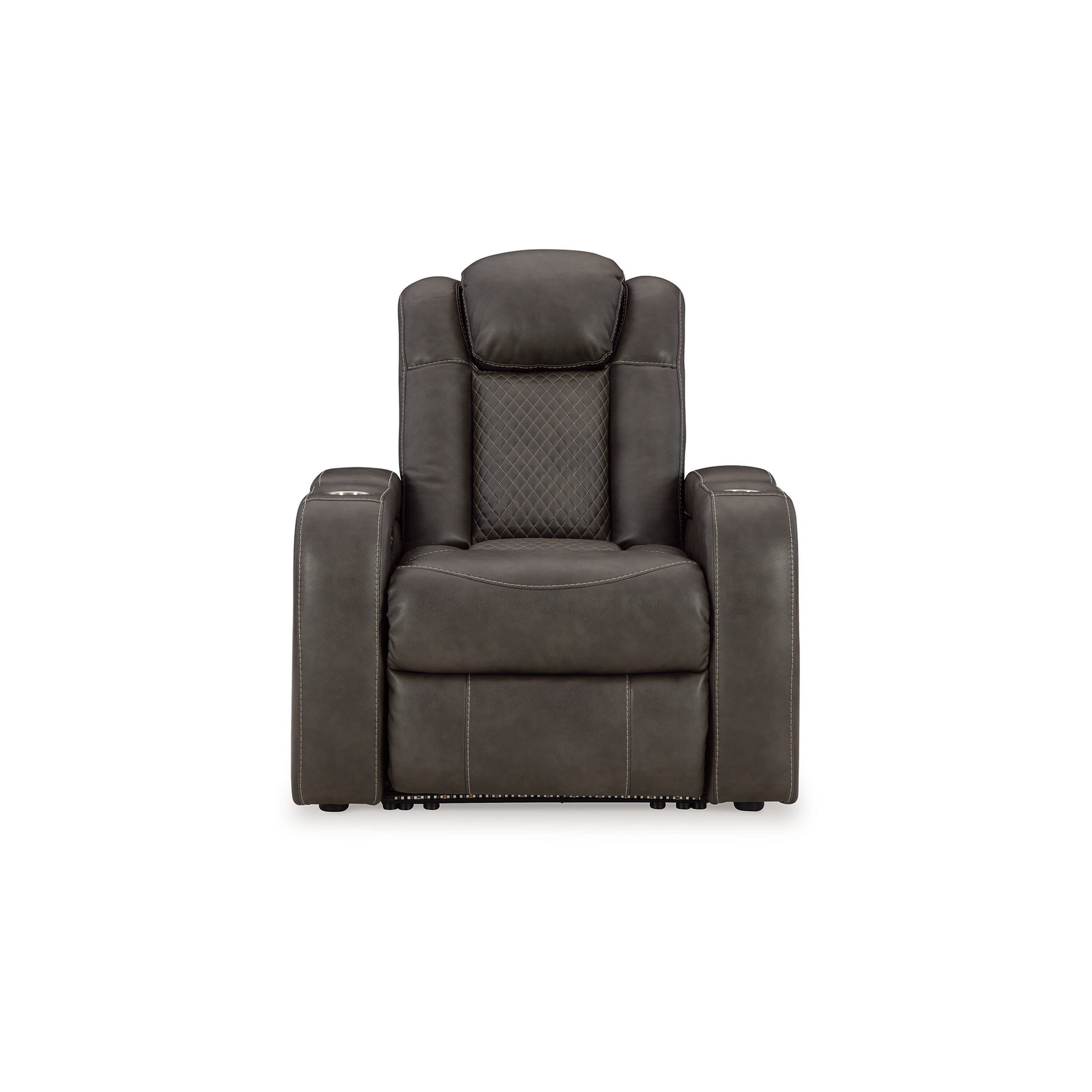 Fauteuil inclinable électrique à LED Fynne, porte-gobelet, port USB, similicuir gris