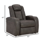 Fauteuil inclinable électrique à LED Fynne, porte-gobelet, port USB, similicuir gris