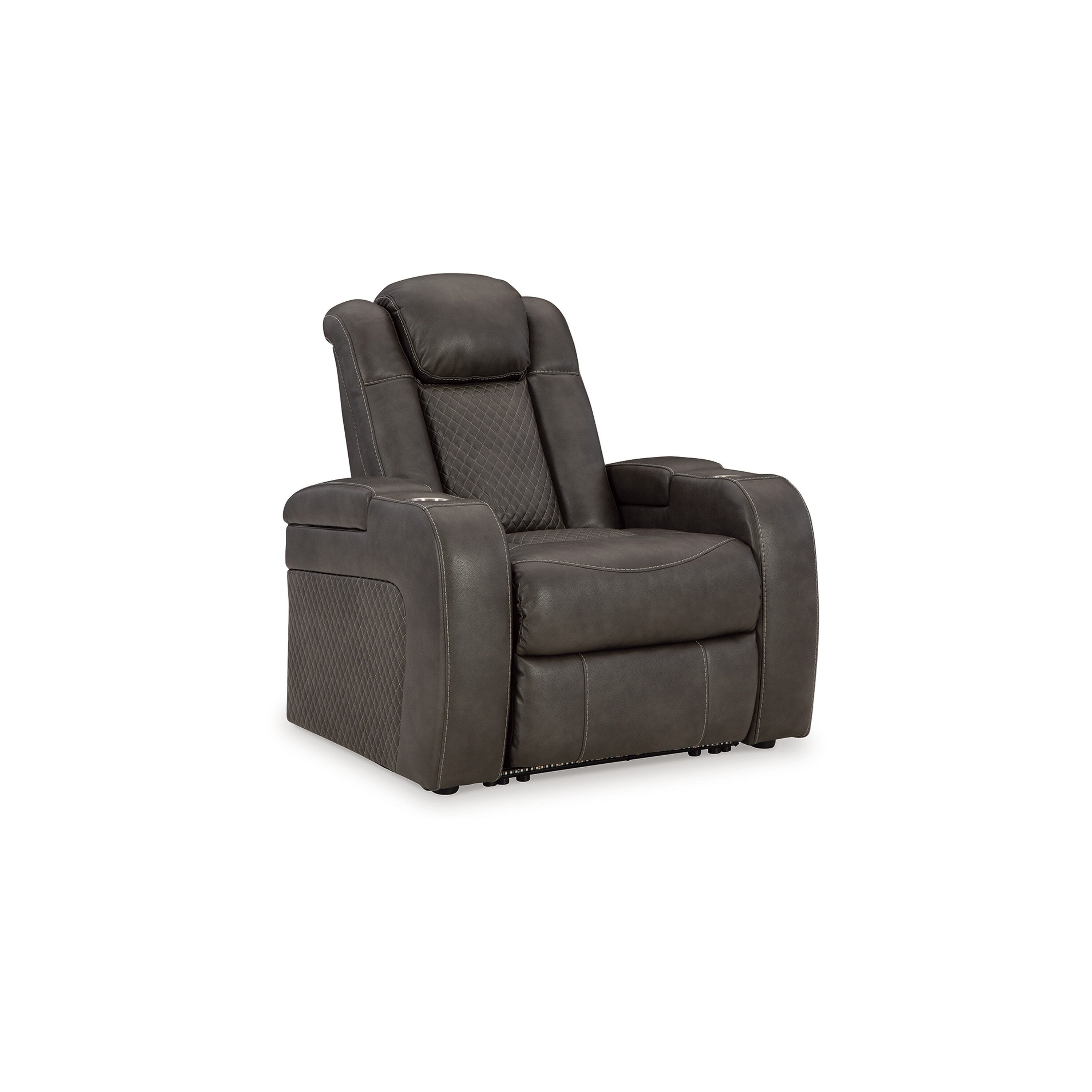 Fauteuil inclinable électrique à LED Fynne, porte-gobelet, port USB, similicuir gris